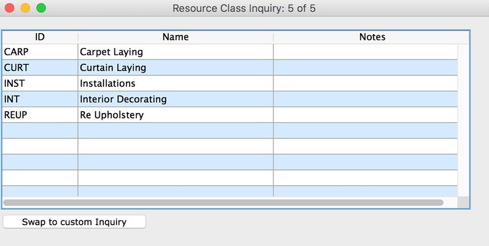 SapphireOne job projects class Inquiry mac