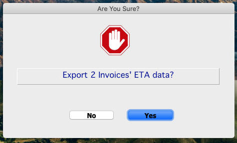 Menu Inventroy Purchases Transactions ETA Tool Export Alert