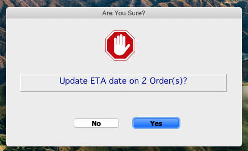 Menu Inventroy Purchases Transactions ETA Tool Update Alert