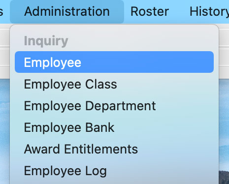 Menu-Payroll/HR-Administration-Employee