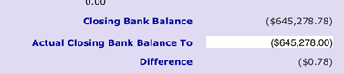 Bank Reconciliation Process Closing Bank Balance