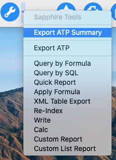 Menu-Sapphire Tools-Export Activity-Qty-By-Period-Export ATP Summary