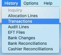 Sapphir -Tools-Accounts Transactions-Menu
