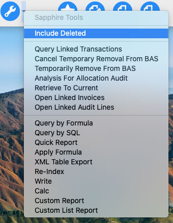 Sapphire Tools-Include Deleted Menu