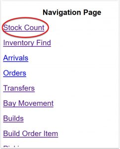 CustomWebPack-Navigation-Stock Count