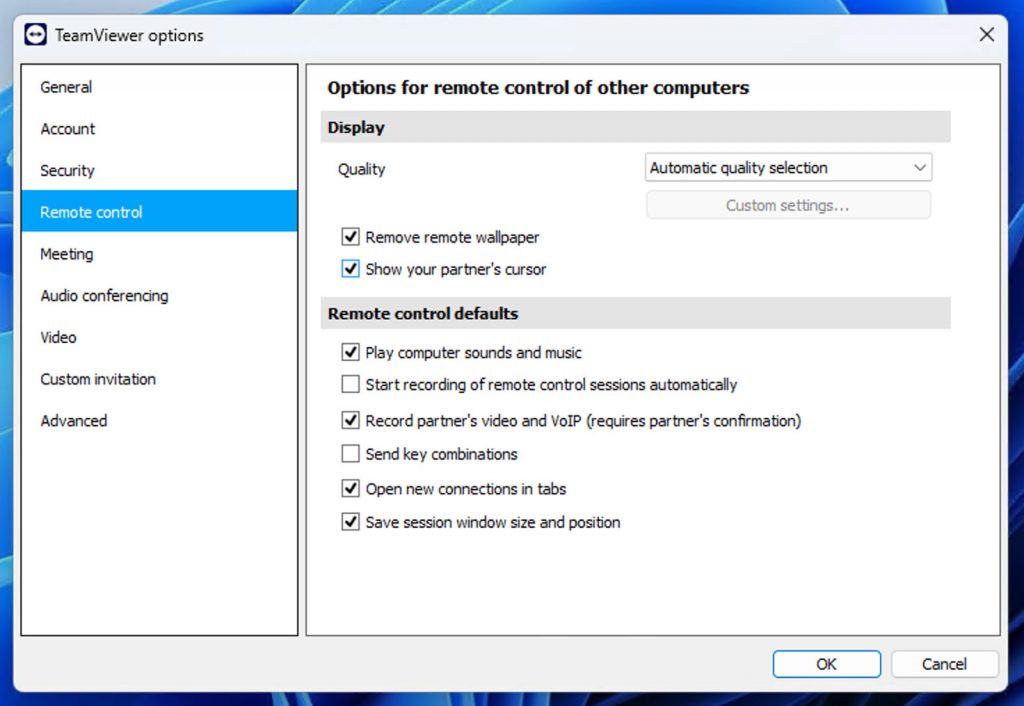 TeamViewer-Setting-Remote Control